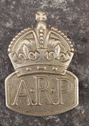 British Air Raid Precautions Buttonhole Lapel Badge White Metal ARP