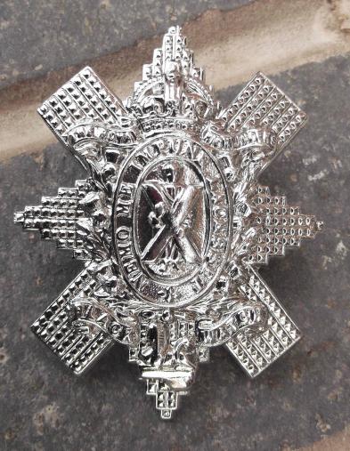 British Army Black Watch Kings Crown Glengarry Cap Badge Chromed