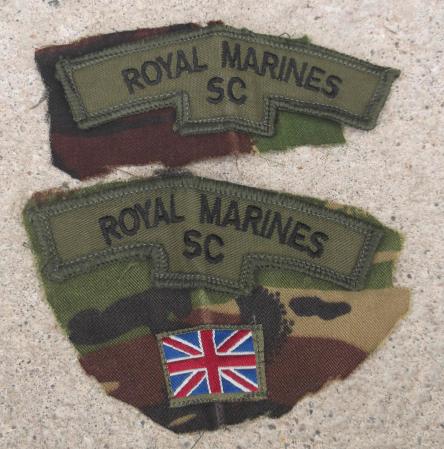 British Royal Marines Sea Cadets Shoulder Titles Pair on Camo