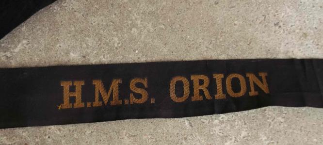 British RN Royal Navy WW2 HMS Orion Enlisted Naval Cap Tally 