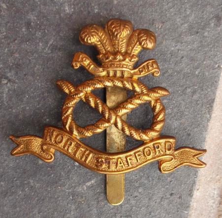 British Army North Staffordshire Regiment WW1 War Economy Brass Cap Badge