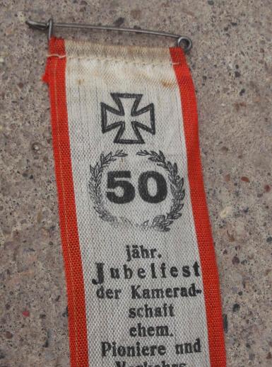 German Army Veterans Ribbon Coblenz Pioneers 1936 50 Years Commemorative