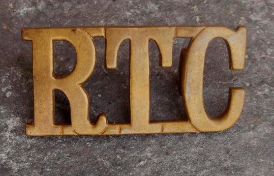 British Army Royal Tank Corps RTC Brass Shoulder Title