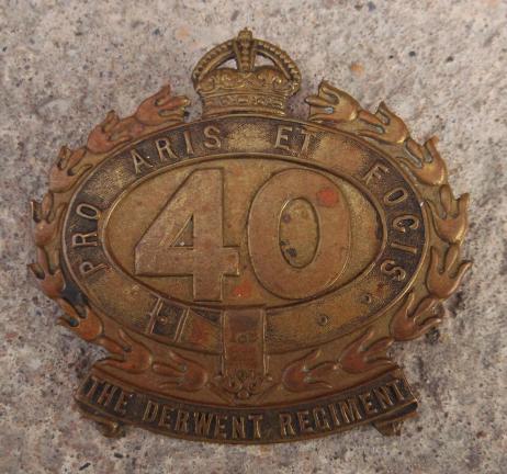 Australian Army 40th Infantry Battalion Derwent Regiment WW2 Large Cap Badge