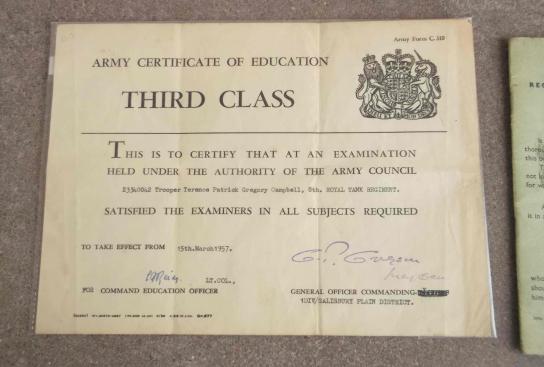 British Army RTR Royal Tank Regiment Education and Reserve Documents