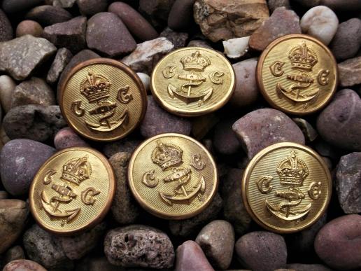 British HM Coastguard Kings Crown Brass Buttons Firmin London