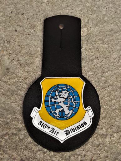 United States USAF 316th Air Division Leather Fob Badge US Air Force