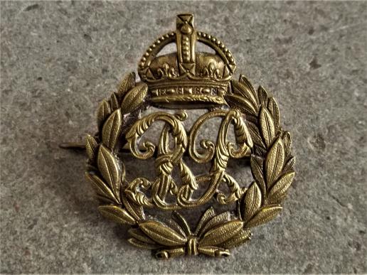 British Empire Era Indian Police Brass Cap Badge Kings Crown India