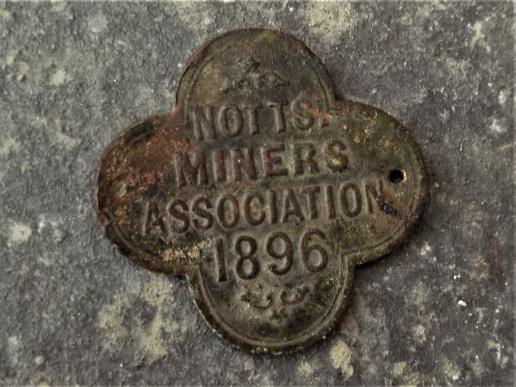 British Notts Miners Association Tag 1896 Trade Union Badge Coal Victorian