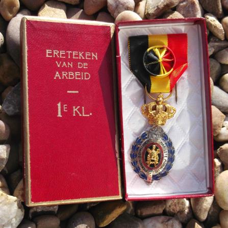 Belgian 30 Years Service Labour Award Medal 1st Class in Box Belgium