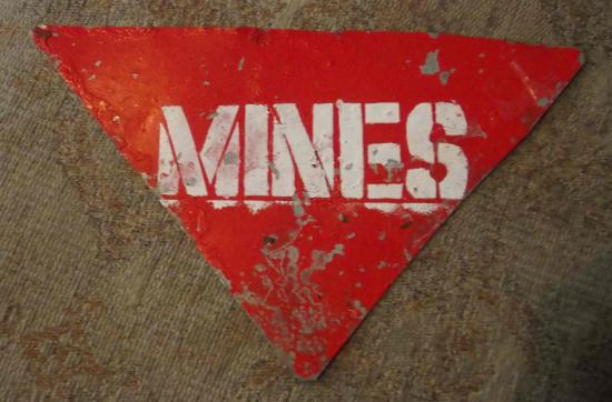 Painted Metal Mines Warning Sign