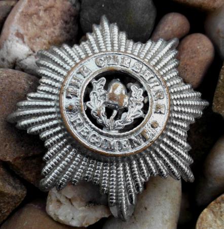 British Army Cheshire Regiment Chromed Cap Badge