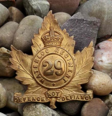 Canadian Army Waterloo Regiment Militia Cap Badge Canada J R Gaunt