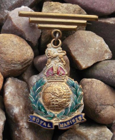 British Royal Marines Sweetheart Brooch RM Veteran Badge Kings Crown