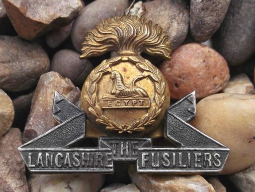 British Army Lancashire Fusiliers Officers Gilt Cap Badge