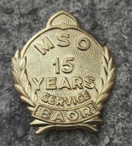 British Army BAOR MSO 15 Year Service Badge Mixed Service Organisation