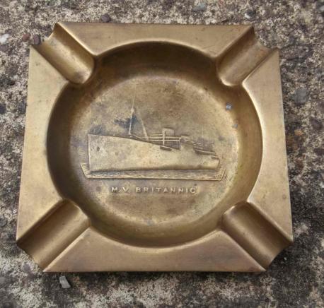 White Star Line MV Britannic Merchant Vessel Brass Ashtray