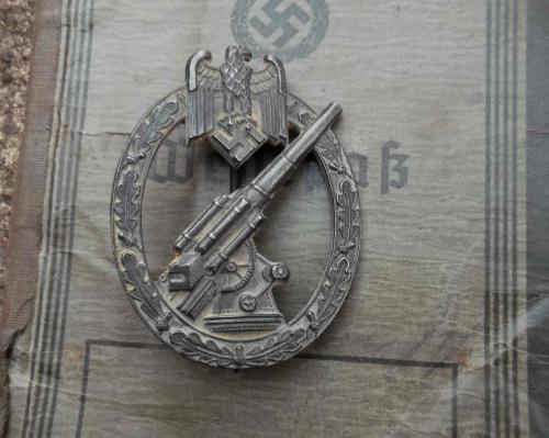 German Army Third Reich Flak Award Badge and Wehrpass