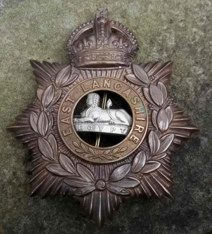 British Army East Lancashire Regiment Post 1902 Blue Cloth Helmet Plate