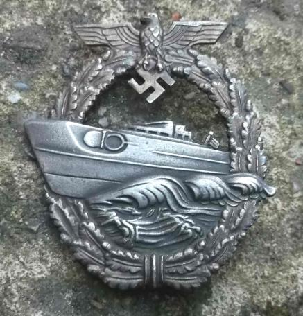 German Navy Third Reich KM E Boat War Badge Old Reproduction