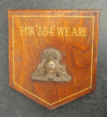 British Army Veterans Plaque 354 Searchlight Battery RA Lancashire Fusiliers