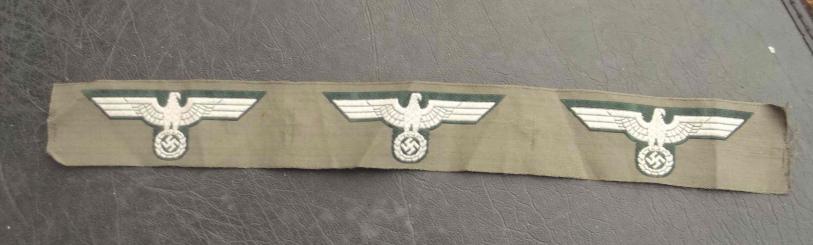 German Army Cap Eagles Strip of Three Third Reich National Emblems