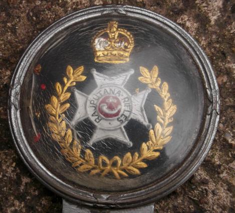 Vintage British Empire Era Indian Army Car Badge Rajputana Rifles Kings Crown