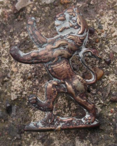 Old Scottish Rampant Lion Brass Sporran Badge Scotland