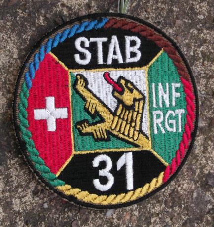 Swiss Army Patch 31st Infantry Regiment Staff Switzerland