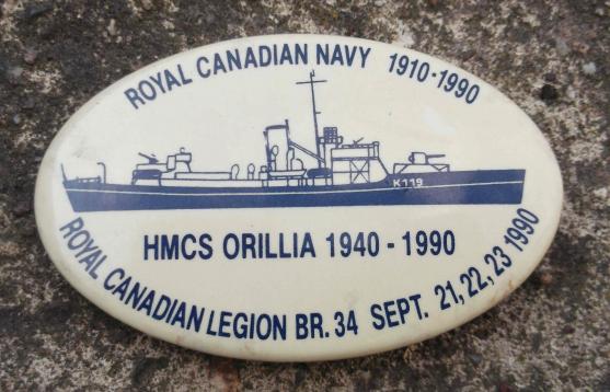 Royal Canadiian Legion 1990 HMCS Orillia Pin Badge Royal Canadian Navy