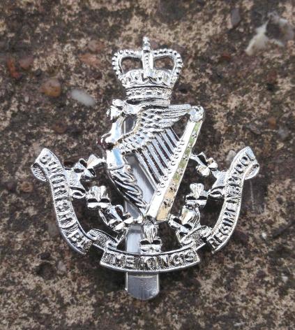 British Army King's Regiment 8th Irish Battalion Anodised Staybrite Cap Badge EIIR