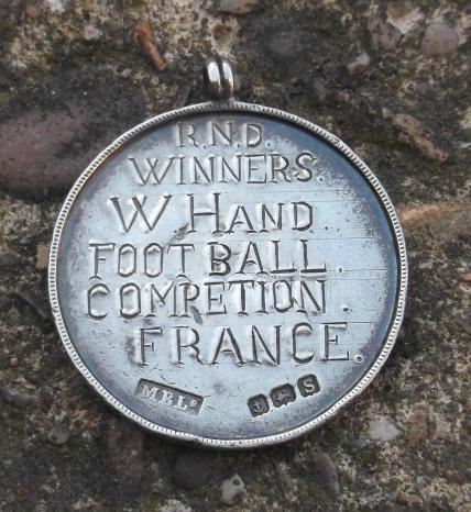 British Royal Naval Division Football Soccer Medal Silver RND Navy Named