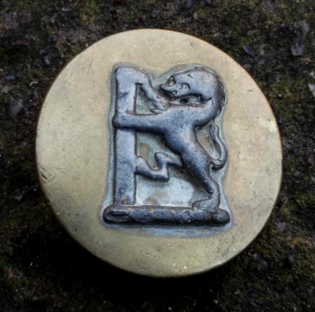 Old Rampant Lion Lead Filled Brass Horse Bridle Livery Badge