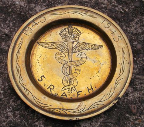 British RAF Trench Art Brass Pin Tray Royal Air Force Hospital Egypt WW2