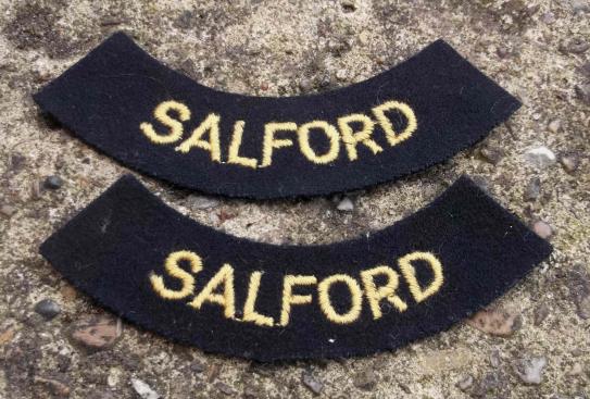 Vintage British City of Salford Civil Defence Corps Shoulder Titles CDC