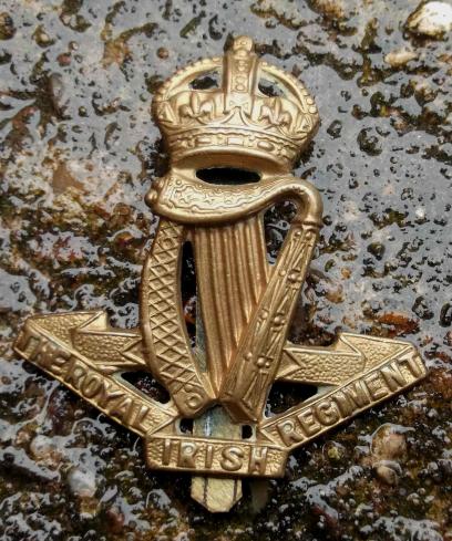 British Army WW1 Royal Irish Regiment Cap Badge Repaired Slider 