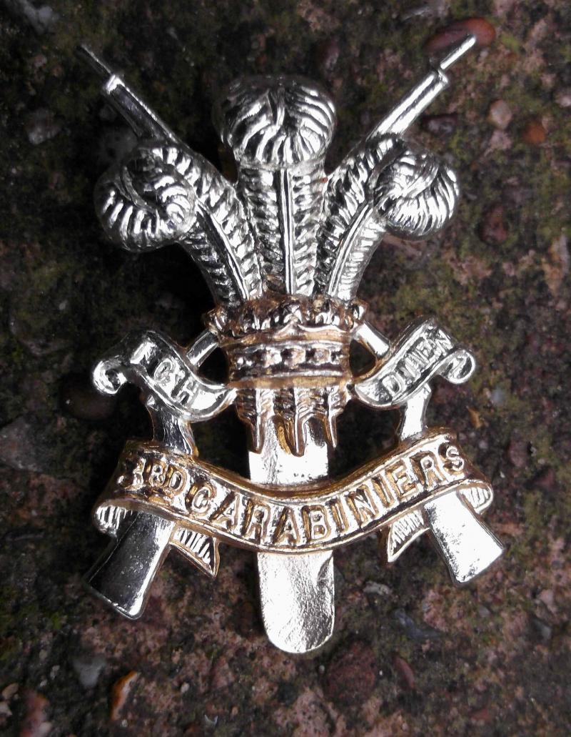 British Army 3rd Carabiniers Staybrite Anodised Cap Badge