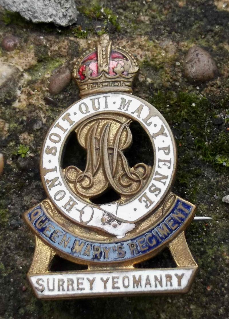 British Army Surrey Yeomanry Veterans Sweetheart Brooch Badge