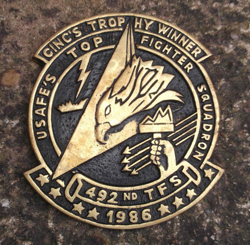 Cold War United States Air Force Europe Squadron Plaque 492nd TFS