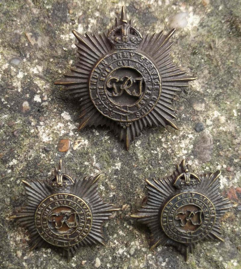 British Indian Army Royal Indian Army Service Corps Officers Badges RIASC