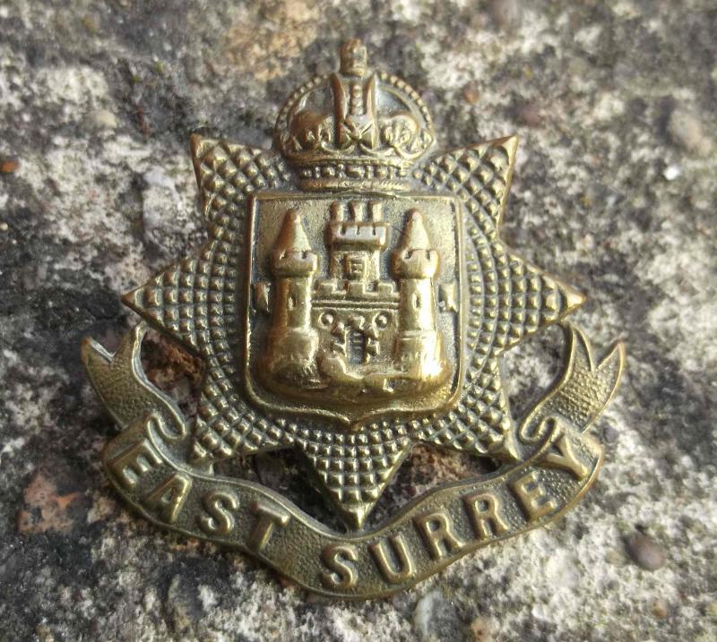 British Army WW1 War Economy East Surrey Regiment Cap Badge