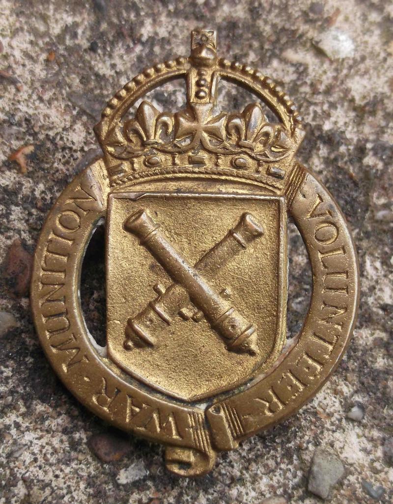 British WW1 War Munition Volunteer Badge numbered