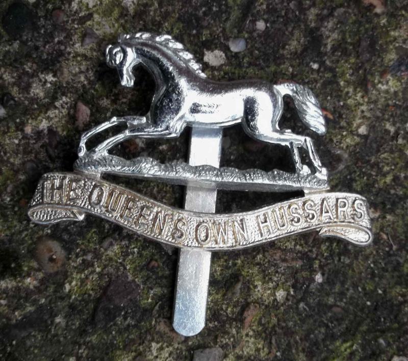British Army Queen's Own Hussars QOH Staybrite Cap Badge