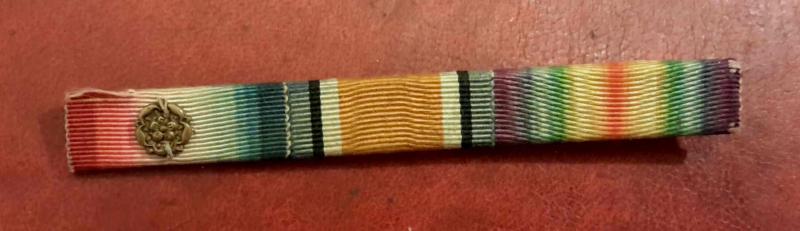 British and Commonwealth Army Medal Ribbon Bar Mons  Trio WW1