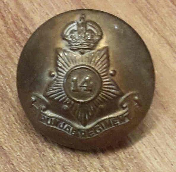 British Indian Army 14th Punjab Regiment Uniform Button KC