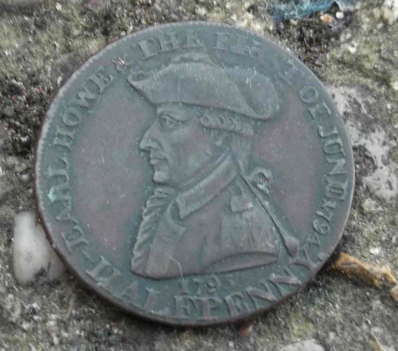 British Earl Howe Royal Navy Halfpenny Token 1795 French Revolutionary Wars