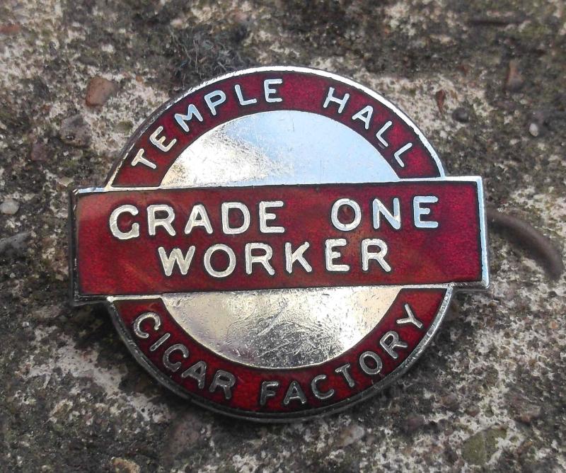 Vintage Jamaican Cigar Factory Temple Hall Worker Badge Jamaica