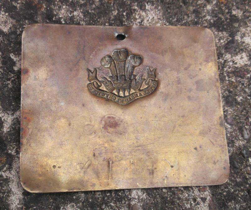 British Army Welsh Regiment Duty Bed Plate Brass