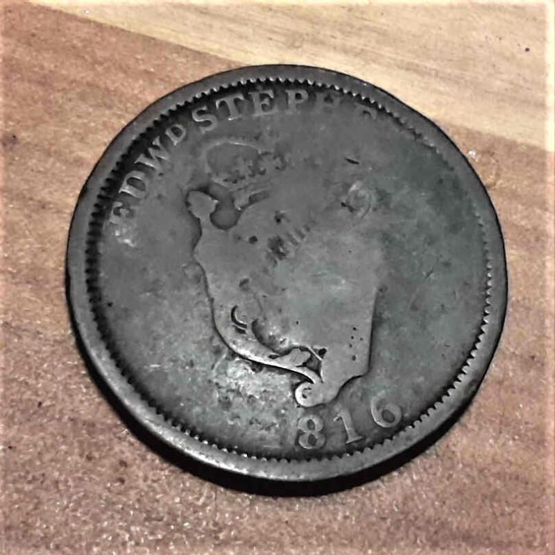 Duke of Wellington Irish Penny token Dublin 1816 Overstamped