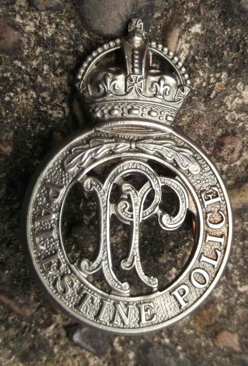 British Palestine Police Cap Badge Kings Crown Obsolete